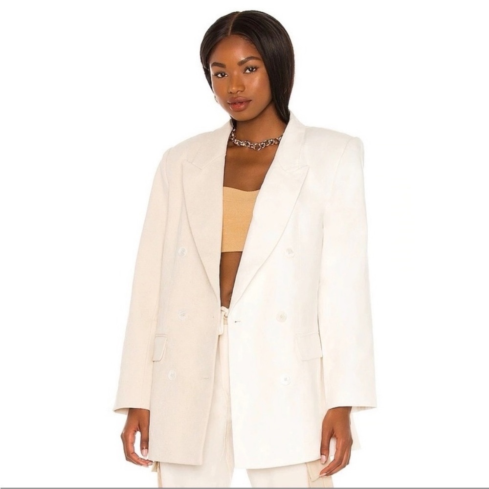 L’Academie Revolve The Ashley Blazer in Beige & Ivory - Size Small